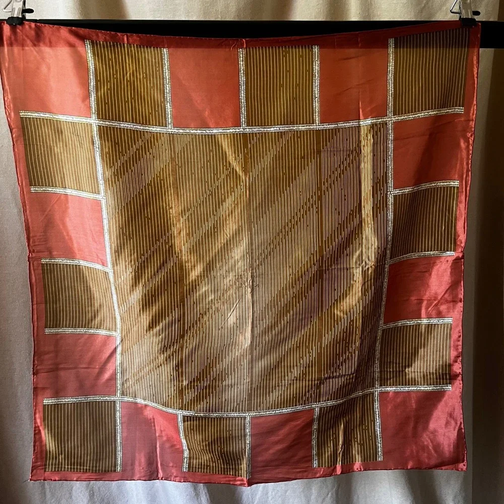 Vintage Mod Geometric Scarf Lot of 5 Silk‎ & Sheer Scarves 1970s